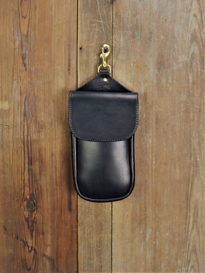 Large Single Saddle Bag Havana Brown, Solid Brass