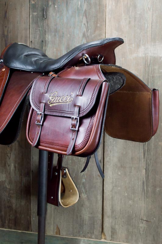 Custom store leather saddlebags