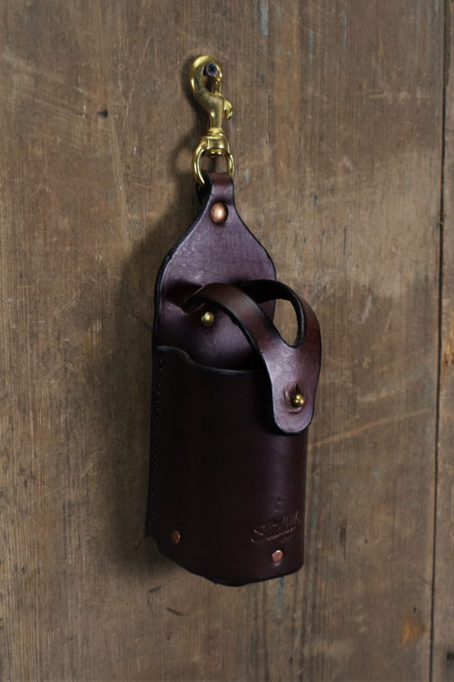 Small Bottle Holder, Rich Brown, Solid Brass
